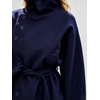 image:imageWomens Funnel High Collar Belted Short Wool Coat Long Sleeve Wrap Waist Pea Coat Casual Fall Winter Cropped JacketNavy