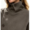 image:imageWomens Funnel High Collar Belted Short Wool Coat Long Sleeve Wrap Waist Pea Coat Casual Fall Winter Cropped JacketTaupe
