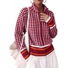 image:imageCHARTOU Women Zip Up Houndstooth Knit Cardigan High Collar Crop Fall Sweater JacketRed