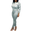 image:imageCHARTOU Womens 2 Piece Sweater Sets Cable Knit Crewneck Jersey Top Long Pants Tights OutfitsGrey