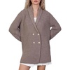 image:imageWomen Elegant Double Breasted Cardigan Blazer Lapel Novelty Fall Ribbed Knit Plain Sweater OutwearLight Coffee
