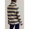 image:imageCHARTOU Women Striped Sweater Cardigan Shawl Scarf Collar Fringe Knit Coat  Fall Winter Shawl Wrap Scarf Collar Jacket Double Breasted long Sleeve Knitwear Funnel Cowl Collar Coat with pocketsDark Grey