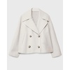 image:imageWomen Cropped Wool Blend Coats Notch Lapel Double Breasted Pea Coat Jacket Short Trench OvercoatWhite