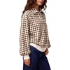 image:imageWomen Gingham Oversized Sweatshirt Button Henley Plaid Print Pullover Tops  Long Sleeve Lightweight Pullover Sweatshirt for Women Fall Fashion Clothing Loose fit Snap Buttons Cute Top with Ribbed HemBrown
