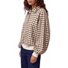 image:imageWomen Gingham Oversized Sweatshirt Button Henley Plaid Print Pullover Tops  Long Sleeve Lightweight Pullover Sweatshirt for Women Fall Fashion Clothing Loose fit Snap Buttons Cute Top with Ribbed HemBrown