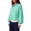 image:imageWomen Gingham Oversized Sweatshirt Button Henley Plaid Print Pullover Tops  Long Sleeve Lightweight Pullover Sweatshirt for Women Fall Fashion Clothing Loose fit Snap Buttons Cute Top with Ribbed HemGreen