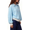 image:imageWomen Gingham Oversized Sweatshirt Button Henley Plaid Print Pullover Tops  Long Sleeve Lightweight Pullover Sweatshirt for Women Fall Fashion Clothing Loose fit Snap Buttons Cute Top with Ribbed HemBlue