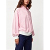 image:imageWomen Gingham Oversized Sweatshirt Button Henley Plaid Print Pullover Tops  Long Sleeve Lightweight Pullover Sweatshirt for Women Fall Fashion Clothing Loose fit Snap Buttons Cute Top with Ribbed HemPink
