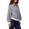 image:imageWomen Gingham Oversized Sweatshirt Button Henley Plaid Print Pullover Tops  Long Sleeve Lightweight Pullover Sweatshirt for Women Fall Fashion Clothing Loose fit Snap Buttons Cute Top with Ribbed HemBlack