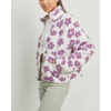 image:imageWomens Floral Print Sherpa Fleece Jackets Zip Up Stand Collar Daisy Jacquard Faux Fur Coat OutwearWhite