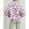 image:imageWomens Floral Print Sherpa Fleece Jackets Zip Up Stand Collar Daisy Jacquard Faux Fur Coat OutwearWhite