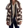 image:imageCHARTOU Women Striped Sweater Cardigan Shawl Scarf Collar Fringe Knit Coat  Fall Winter Shawl Wrap Scarf Collar Jacket Double Breasted long Sleeve Knitwear Funnel Cowl Collar Coat with pocketsBrown