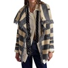 image:imageCHARTOU Women Striped Sweater Cardigan Shawl Scarf Collar Fringe Knit Coat  Fall Winter Shawl Wrap Scarf Collar Jacket Double Breasted long Sleeve Knitwear Funnel Cowl Collar Coat with pocketsDark Grey