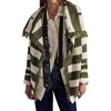 image:imageCHARTOU Women Striped Sweater Cardigan Shawl Scarf Collar Fringe Knit Coat  Fall Winter Shawl Wrap Scarf Collar Jacket Double Breasted long Sleeve Knitwear Funnel Cowl Collar Coat with pocketsGreen