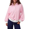 image:imageWomen Gingham Oversized Sweatshirt Button Henley Plaid Print Pullover Tops  Long Sleeve Lightweight Pullover Sweatshirt for Women Fall Fashion Clothing Loose fit Snap Buttons Cute Top with Ribbed HemPink
