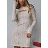image:imageCHARTOU Women Fall Cutout Sweater Dress Long Sleeve Lightweight Knit Pullover Mini DressApricot