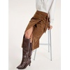 image:imageCHARTOU Women Faux Suede Leather Midi Skirt Fall Vintage Tie Waist Side Slit Wrap SkirtBrown