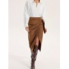image:imageCHARTOU Women Faux Suede Leather Midi Skirt Fall Vintage Tie Waist Side Slit Wrap SkirtBrown