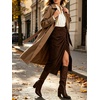 image:imageCHARTOU Women Faux Suede Leather Midi Skirt Fall Vintage Tie Waist Side Slit Wrap SkirtCoffee