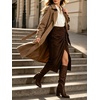 image:imageCHARTOU Women Faux Suede Leather Midi Skirt Fall Vintage Tie Waist Side Slit Wrap SkirtCoffee