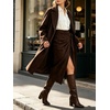 image:imageCHARTOU Women Faux Suede Leather Midi Skirt Fall Vintage Tie Waist Side Slit Wrap SkirtCoffee