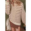 image:imageCHARTOU Women Stripes Fuzzy Pullover Sweater Oversized Plaid Crewneck Long Sleeve Slouchy Knit Jumper TopsKhaki