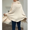 image:imageCHARTOU Womens Dressy Faux Fur Tassel Fringe Shawl Wrap Poncho Sweater Open Front Cardigan CapeApricot
