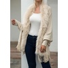 image:imageCHARTOU Womens Dressy Faux Fur Tassel Fringe Shawl Wrap Poncho Sweater Open Front Cardigan CapeApricot