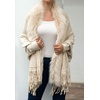 image:imageCHARTOU Womens Dressy Faux Fur Tassel Fringe Shawl Wrap Poncho Sweater Open Front Cardigan CapeApricot