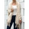 image:imageCHARTOU Womens Dressy Faux Fur Tassel Fringe Shawl Wrap Poncho Sweater Open Front Cardigan CapeApricot
