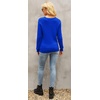 image:imageCHARTOU Womens Sexy Mock Neck Cut Out Color Block Knit Slim Fit Sweater StreetwearBlue