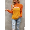 image:imageCHARTOU Womens Sexy Mock Neck Cut Out Color Block Knit Slim Fit Sweater StreetwearOrange