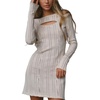 image:imageCHARTOU Women Fall Cutout Sweater Dress Long Sleeve Lightweight Knit Pullover Mini DressApricot