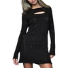 image:imageCHARTOU Women Fall Cutout Sweater Dress Long Sleeve Lightweight Knit Pullover Mini DressBlack