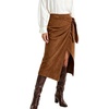 image:imageCHARTOU Women Faux Suede Leather Midi Skirt Fall Vintage Tie Waist Side Slit Wrap SkirtBrown