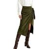 image:imageCHARTOU Women Faux Suede Leather Midi Skirt Fall Vintage Tie Waist Side Slit Wrap SkirtGreen