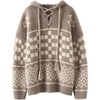 image:imageCHARTOU Women Oversized Hoodies Sweater Plaid Lace Up Pullover Sweater Sweatshirt JumperGrey