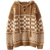 image:imageCHARTOU Women Oversized Hoodies Sweater Plaid Lace Up Pullover Sweater Sweatshirt JumperKhaki