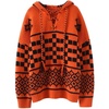 image:imageCHARTOU Women Oversized Hoodies Sweater Plaid Lace Up Pullover Sweater Sweatshirt JumperPumpkin