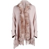 image:imageCHARTOU Womens Dressy Faux Fur Tassel Fringe Shawl Wrap Poncho Sweater Open Front Cardigan CapePink
