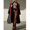 image:imageCHARTOU Women Long Wool Peacoat Herringbone Contrast Lapel Belted Overcoat  Winter Wool Midi Pea Coat Long Sleeve Twill Trench Overcoat Color Contrast Notched Lapel Outerwear Jacket with PocketsRed