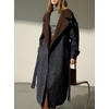 image:imageCHARTOU Women Long Wool Peacoat Herringbone Contrast Lapel Belted Overcoat  Winter Wool Midi Pea Coat Long Sleeve Twill Trench Overcoat Color Contrast Notched Lapel Outerwear Jacket with PocketsBrown