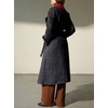 image:imageCHARTOU Women Long Wool Peacoat Herringbone Contrast Lapel Belted Overcoat  Winter Wool Midi Pea Coat Long Sleeve Twill Trench Overcoat Color Contrast Notched Lapel Outerwear Jacket with PocketsRed