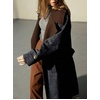 image:imageCHARTOU Women Long Wool Peacoat Herringbone Contrast Lapel Belted Overcoat  Winter Wool Midi Pea Coat Long Sleeve Twill Trench Overcoat Color Contrast Notched Lapel Outerwear Jacket with PocketsBrown