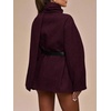 image:imageCHARTOU Women Winter Wool Blend Coat Scarf Belted Short Trench Overcoat  Detachable Scarf Long Sleeve Warm Midi Pea Coat Adjustable Belt Fall Winter Casual Outerwear with PocketsWine Red