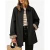 image:imageWomens Mid Long Single Breasted Trench Coat Oversized Windbreaker Jacket  Lapel Long Sleeve Windproof Jackets for Women Fall Fashion Clothes Plaid Lining Trench Jacket with Pockets Loose Rain CoatBlack