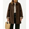image:imageWomens Mid Long Single Breasted Trench Coat Oversized Windbreaker Jacket  Lapel Long Sleeve Windproof Jackets for Women Fall Fashion Clothes Plaid Lining Trench Jacket with Pockets Loose Rain CoatChocolate