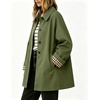 image:imageWomens Mid Long Single Breasted Trench Coat Oversized Windbreaker Jacket  Lapel Long Sleeve Windproof Jackets for Women Fall Fashion Clothes Plaid Lining Trench Jacket with Pockets Loose Rain CoatGreen