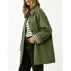 image:imageWomens Mid Long Single Breasted Trench Coat Oversized Windbreaker Jacket  Lapel Long Sleeve Windproof Jackets for Women Fall Fashion Clothes Plaid Lining Trench Jacket with Pockets Loose Rain CoatGreen