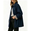 image:imageWomens Mid Long Single Breasted Trench Coat Oversized Windbreaker Jacket  Lapel Long Sleeve Windproof Jackets for Women Fall Fashion Clothes Plaid Lining Trench Jacket with Pockets Loose Rain CoatNavy